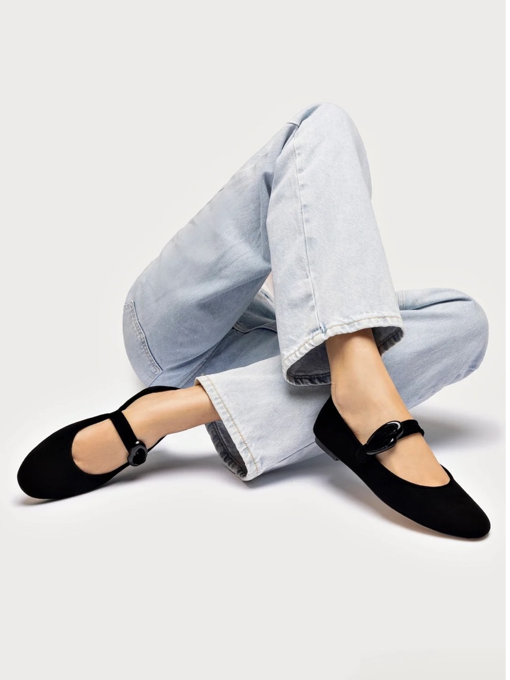 NWT Larroude Verona Ballet Flat In Black Suede